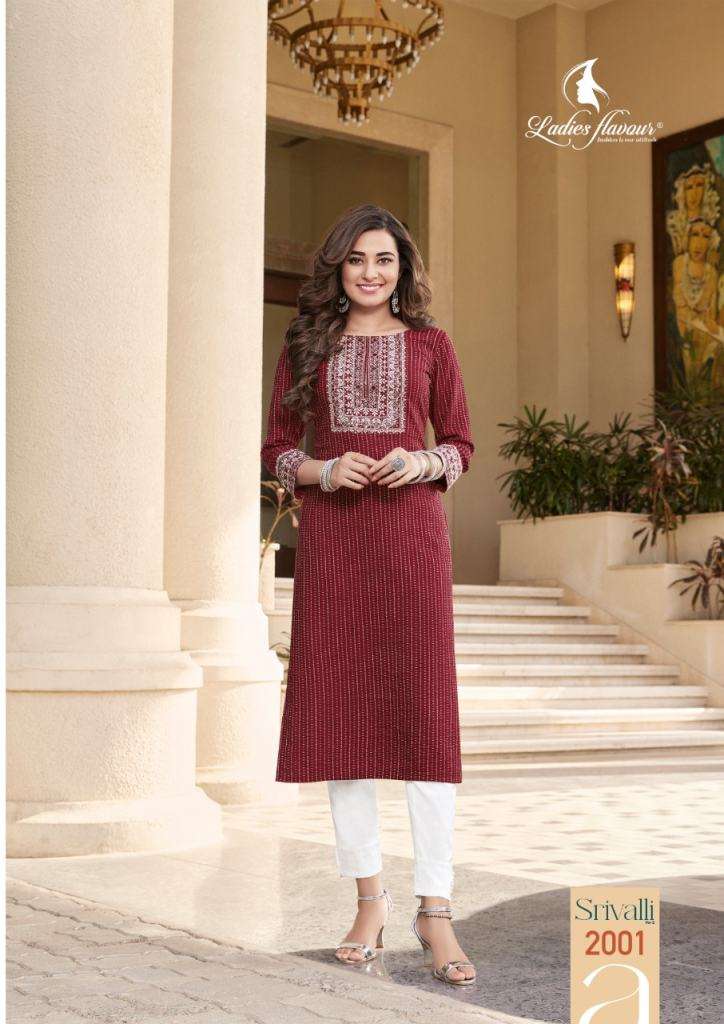  Ladies Flavour Srivalli Vol 2 Designer Embroidery Kurti Collection On Wholesale