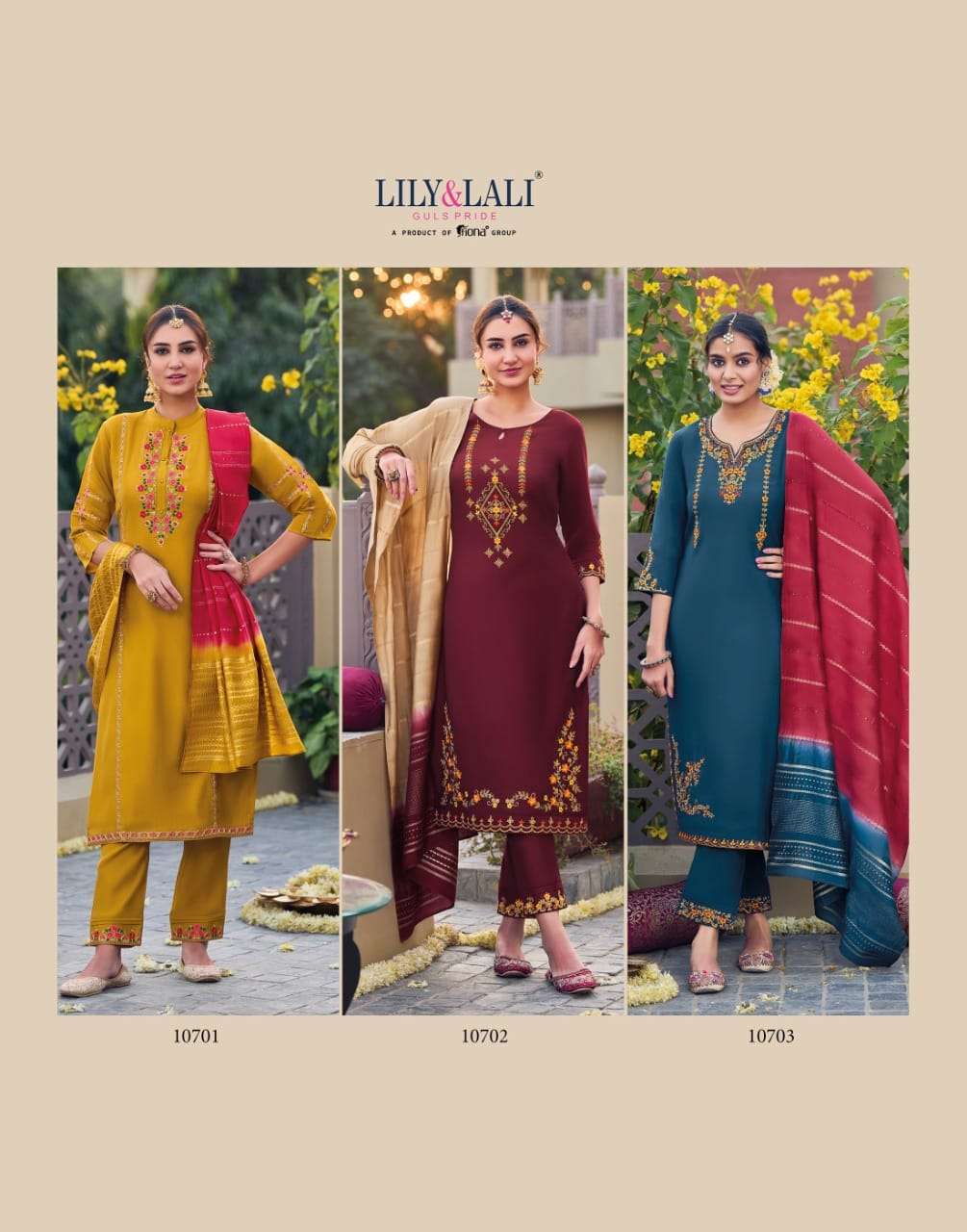 Lily And Lali Gulnaaz Fancy Kurti With Bottom Dupatta Collection On Wholesale