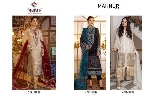 Mahnur Vol 12 Embroidered Designer Pakistani Suit On Wholesale