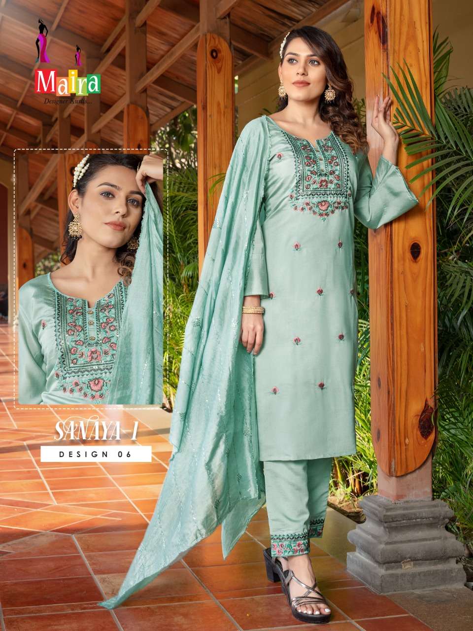 Maira Sanaya Vol 1 Stylish Look Designer Kurti Pent With Work Dupatta On Wholesale