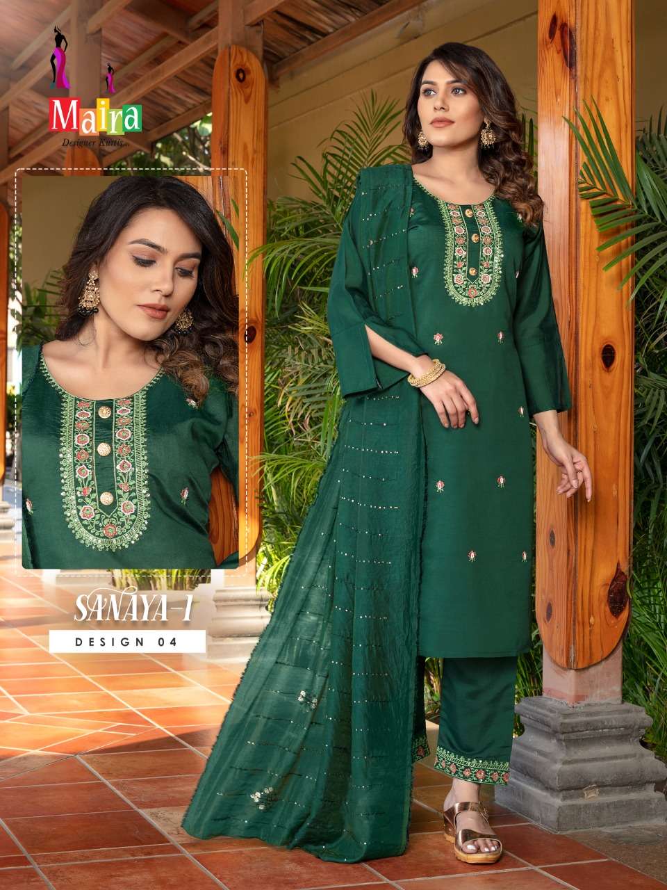 Maira Sanaya Vol 1 Stylish Look Designer Kurti Pent With Work Dupatta On Wholesale