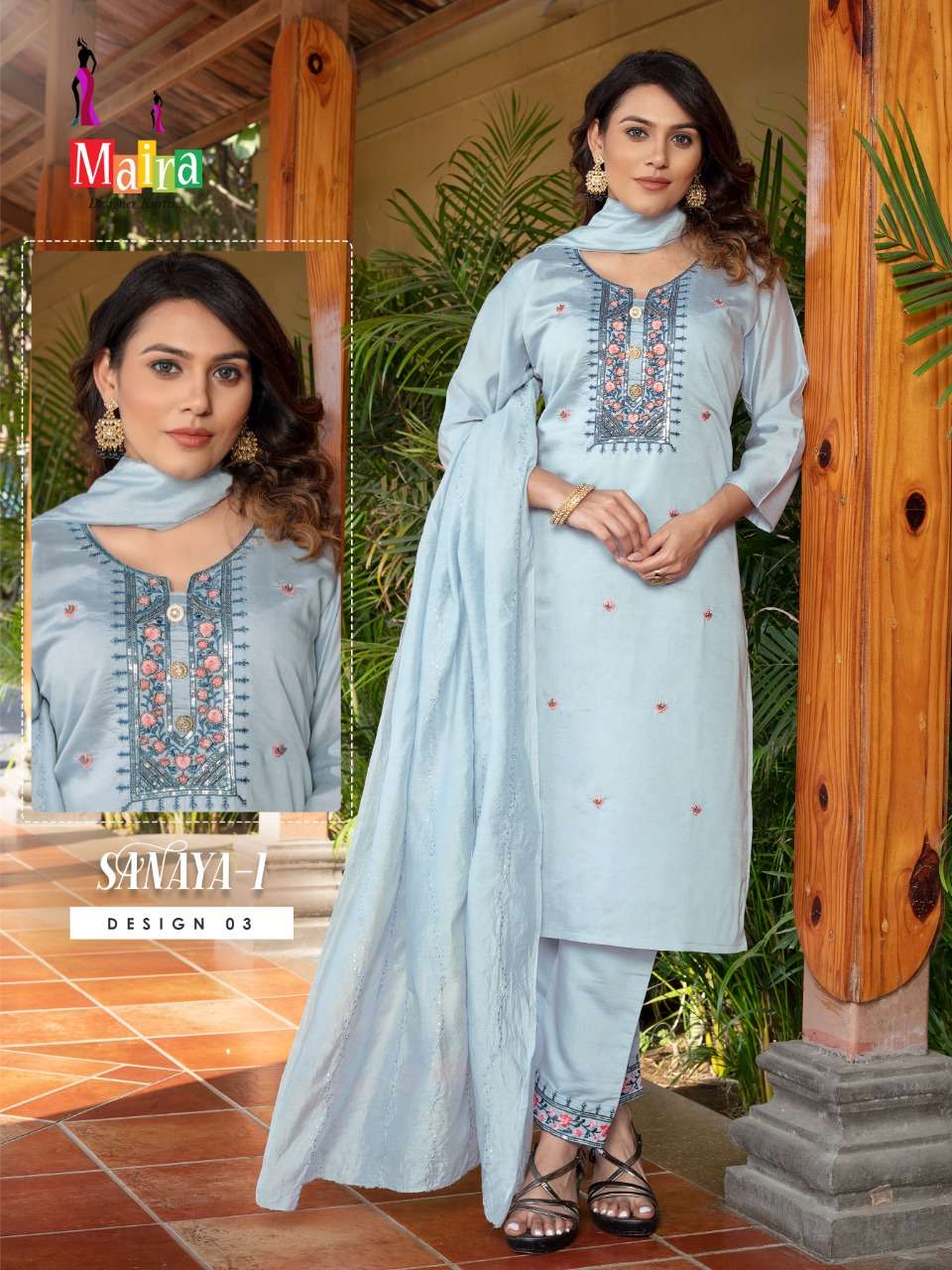 Maira Sanaya Vol 1 Stylish Look Designer Kurti Pent With Work Dupatta On Wholesale