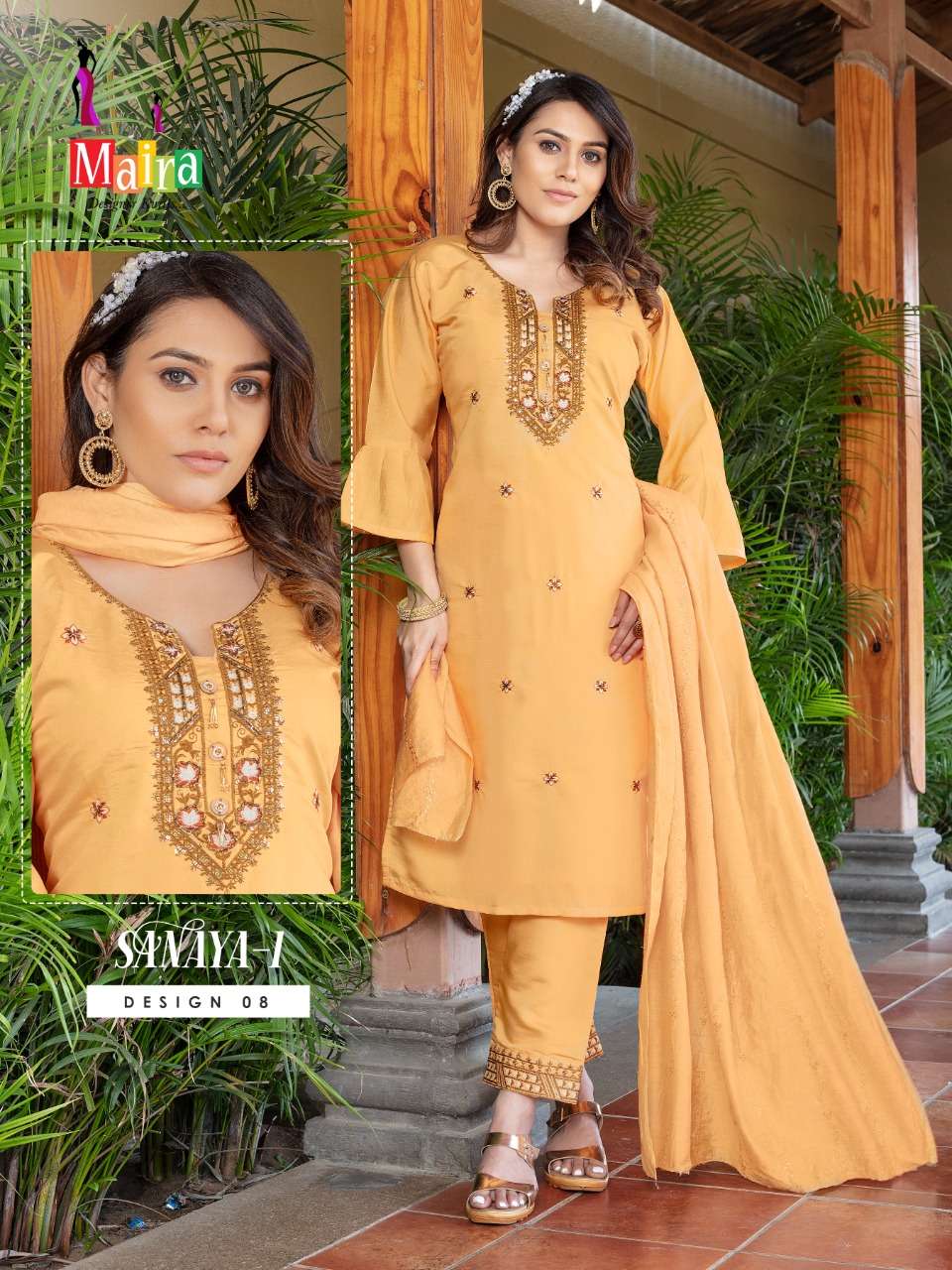 Maira Sanaya Vol 1 Stylish Look Designer Kurti Pent With Work Dupatta On Wholesale