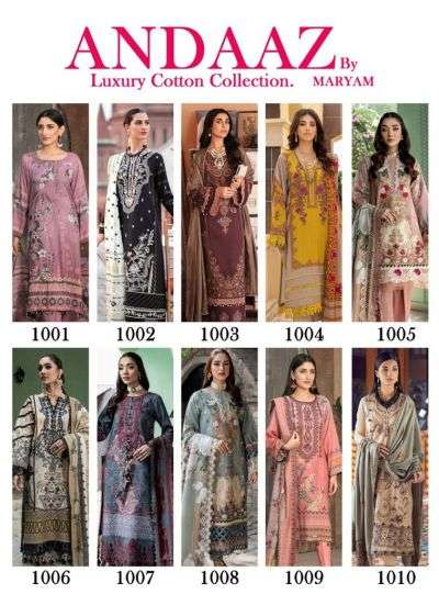Maryam Andaaz Luxury Karachi Cotton Dress Material  On Wholesale