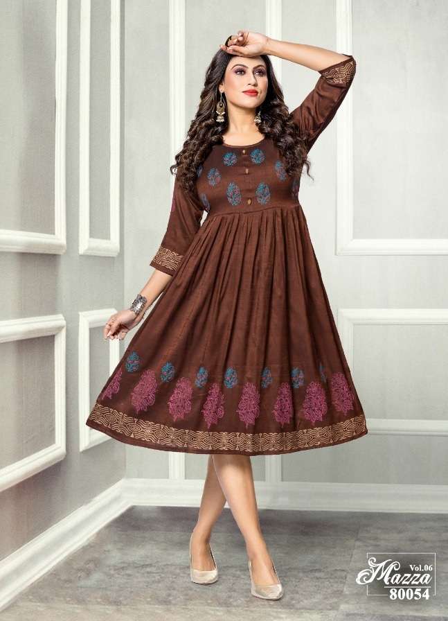 Mayra Maaza Vol -6  Rayon 2 Ton With Hand Work Kurti On Wholesale