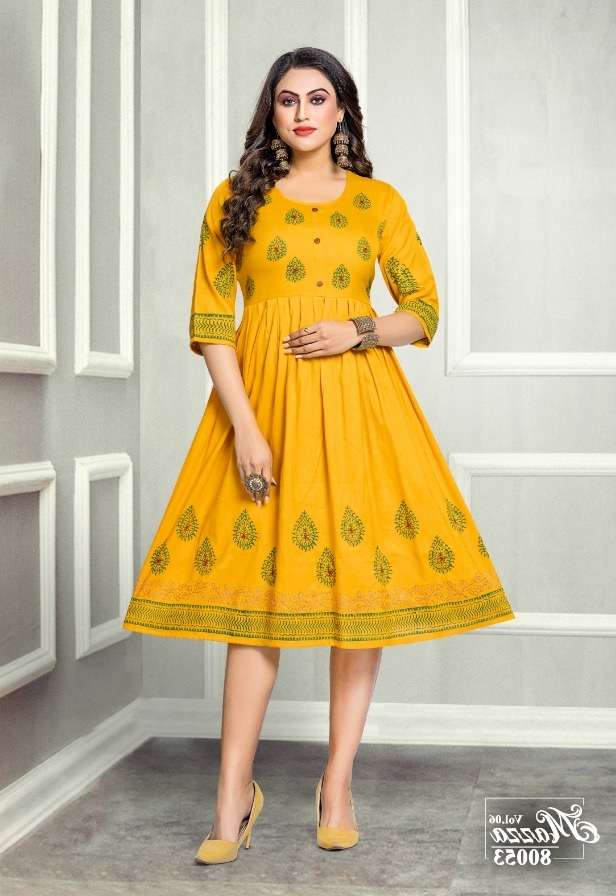 Mayra Maaza Vol -6  Rayon 2 Ton With Hand Work Kurti On Wholesale