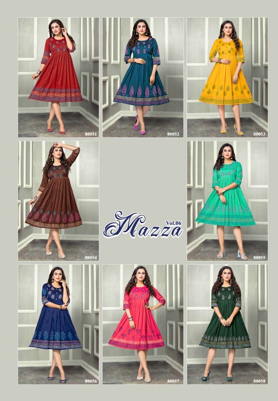 Mayra Maaza Vol -6  Rayon 2 Ton With Hand Work Kurti On Wholesale