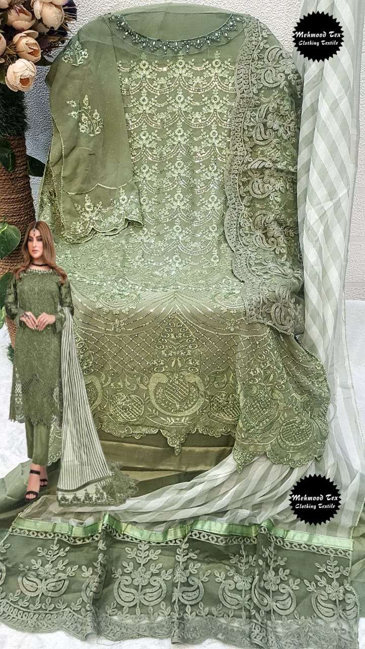 Mehmood M - 20 Pakistani Suit Georgette With Heavy Embroidery Work On Wholesale