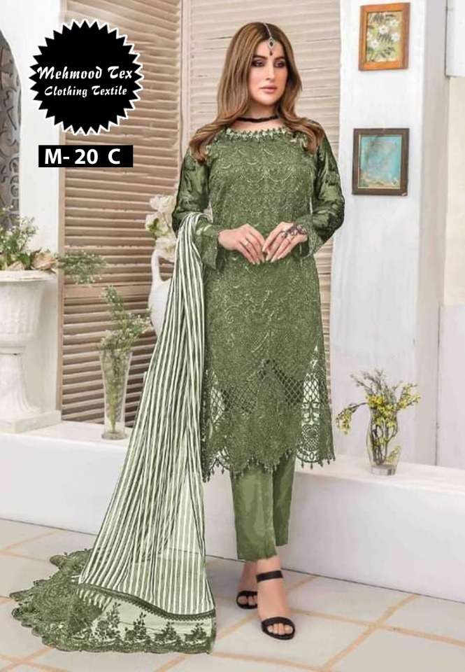 Mehmood M - 20 Pakistani Suit Georgette With Heavy Embroidery Work On Wholesale