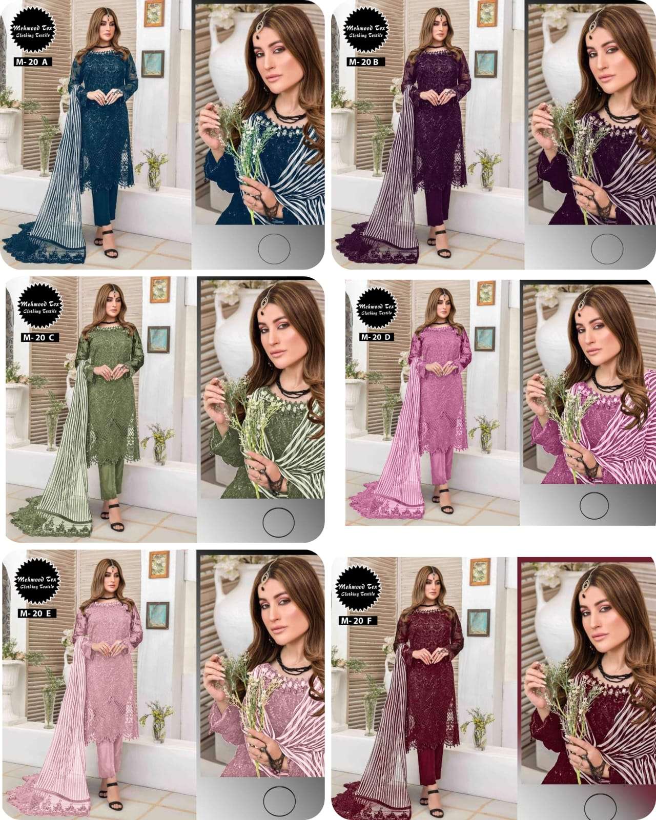 Mehmood M - 20 Pakistani Suit Georgette With Heavy Embroidery Work On Wholesale