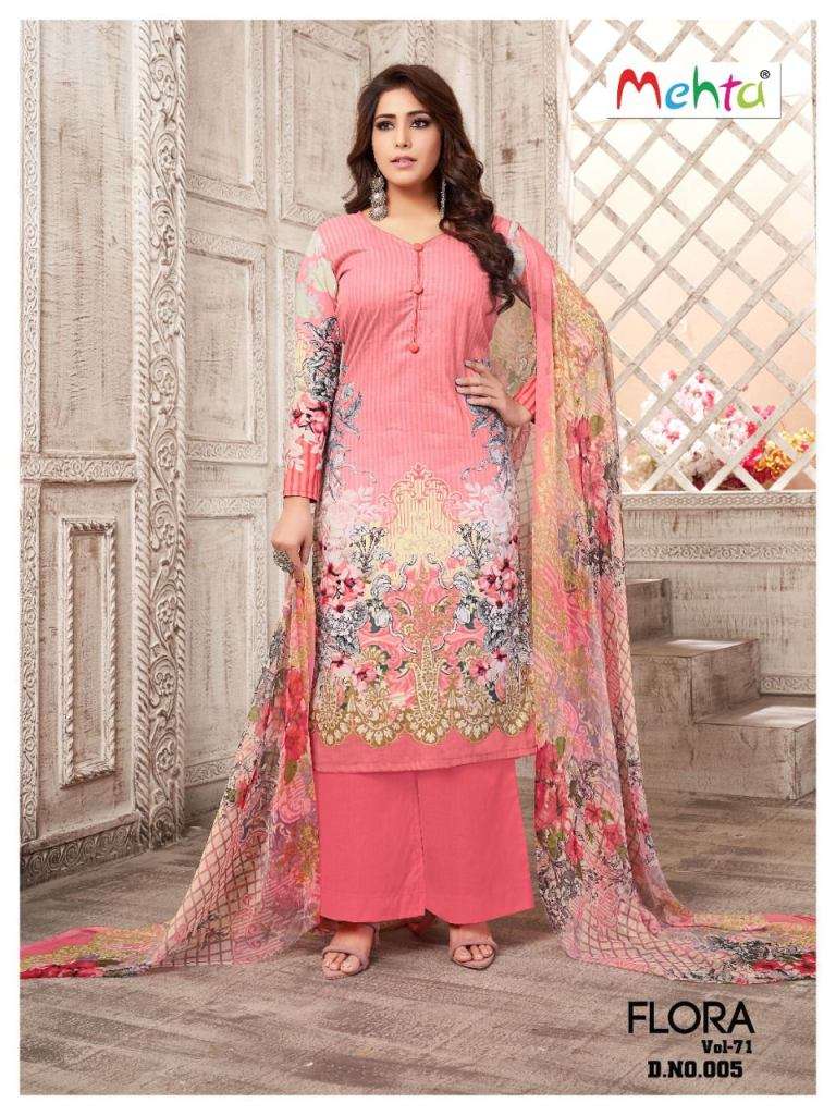 Mehta Flora Vol 71 Fancy Cotton Dress Material Collection On Wholesale