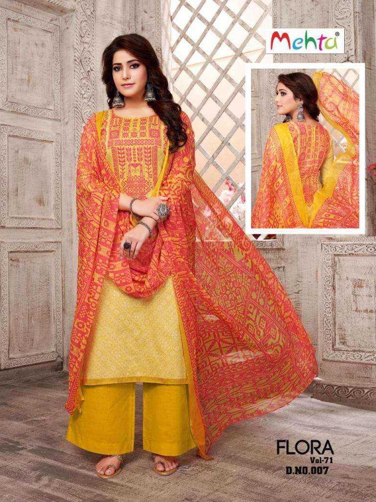 Mehta Flora Vol 71 Fancy Cotton Dress Material Collection On Wholesale