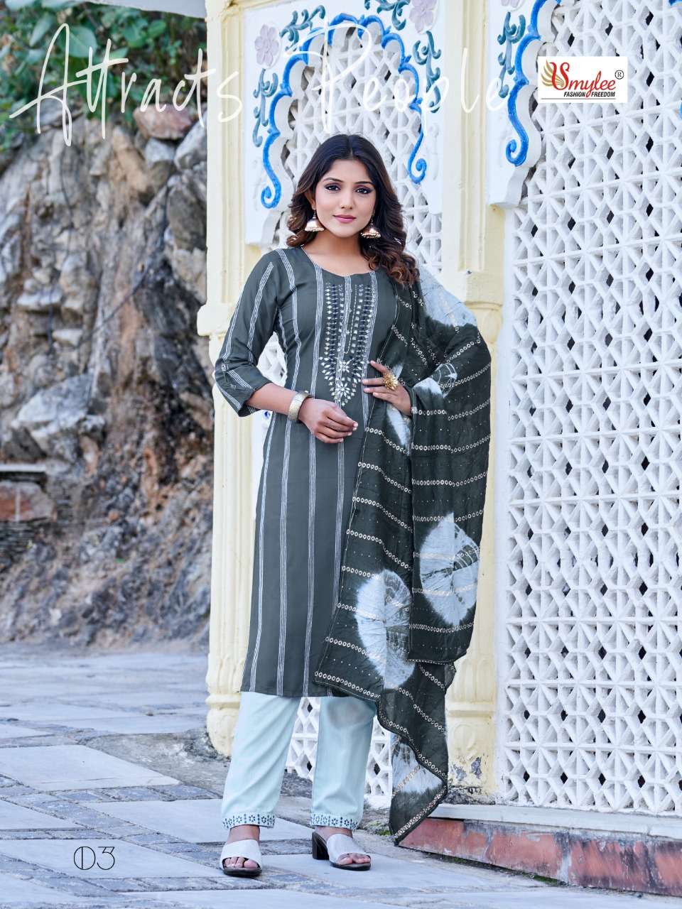 Morni By Smylee Fashion Designer Kurti Pant With Dupatta On Wholesale