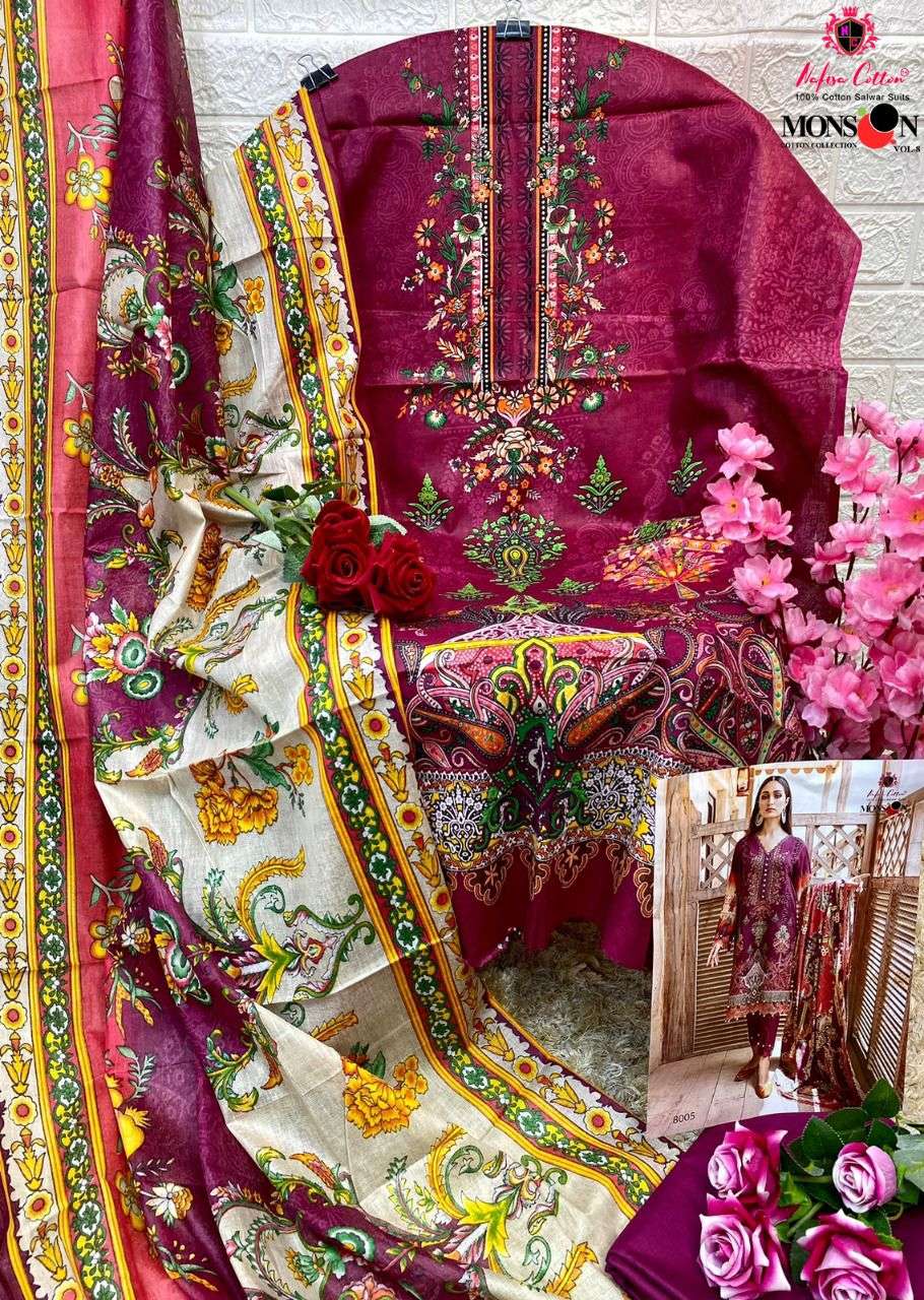 Nafisa Vol 08 Monsoon Karachi Pure Cotton Collection On Wholesale