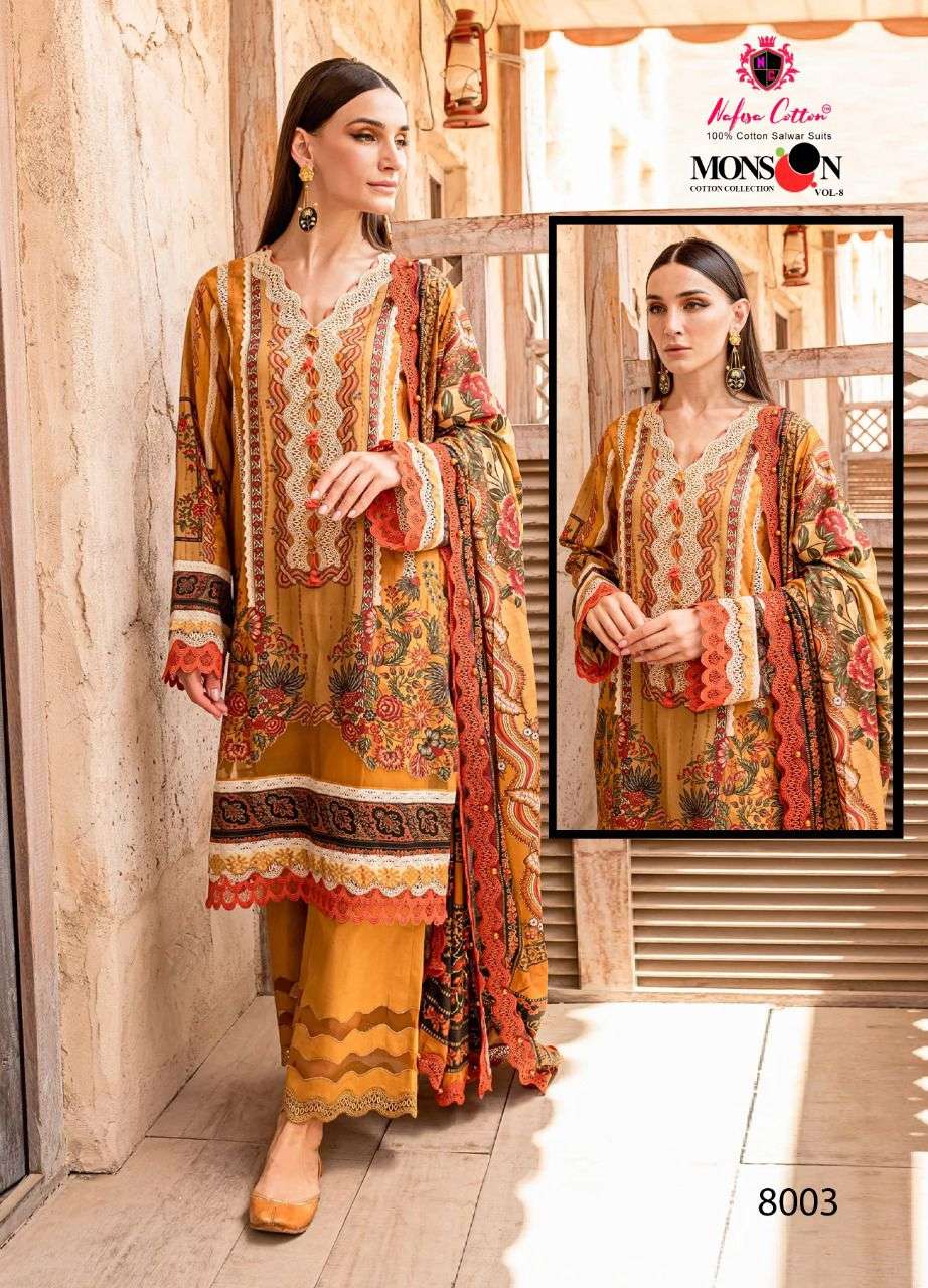 Nafisa Vol 08 Monsoon Karachi Pure Cotton Collection On Wholesale