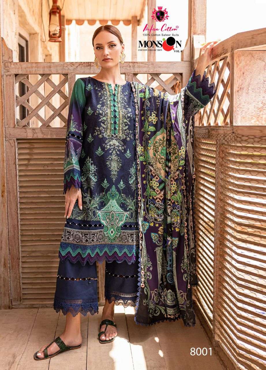 Nafisa Vol 08 Monsoon Karachi Pure Cotton Collection On Wholesale