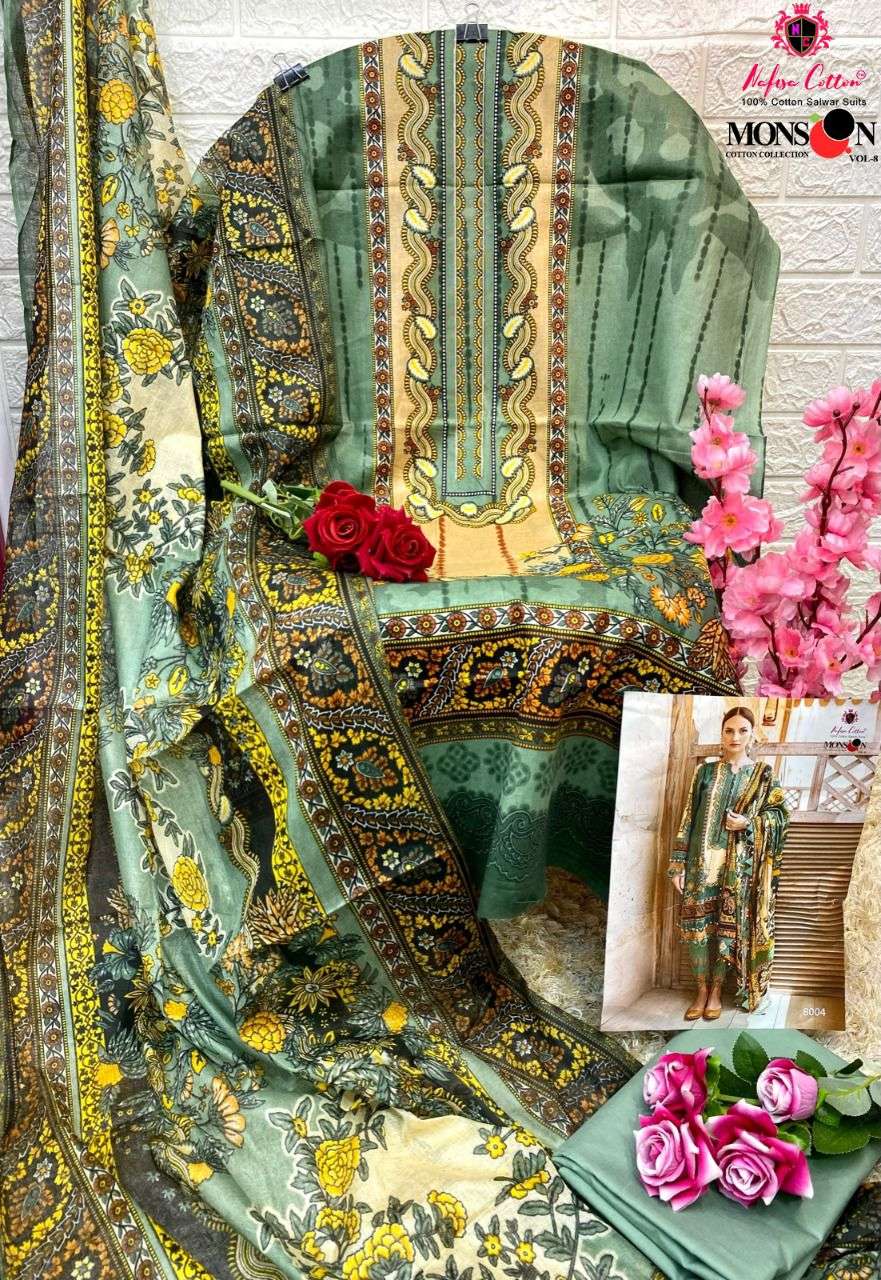Nafisa Vol 08 Monsoon Karachi Pure Cotton Collection On Wholesale
