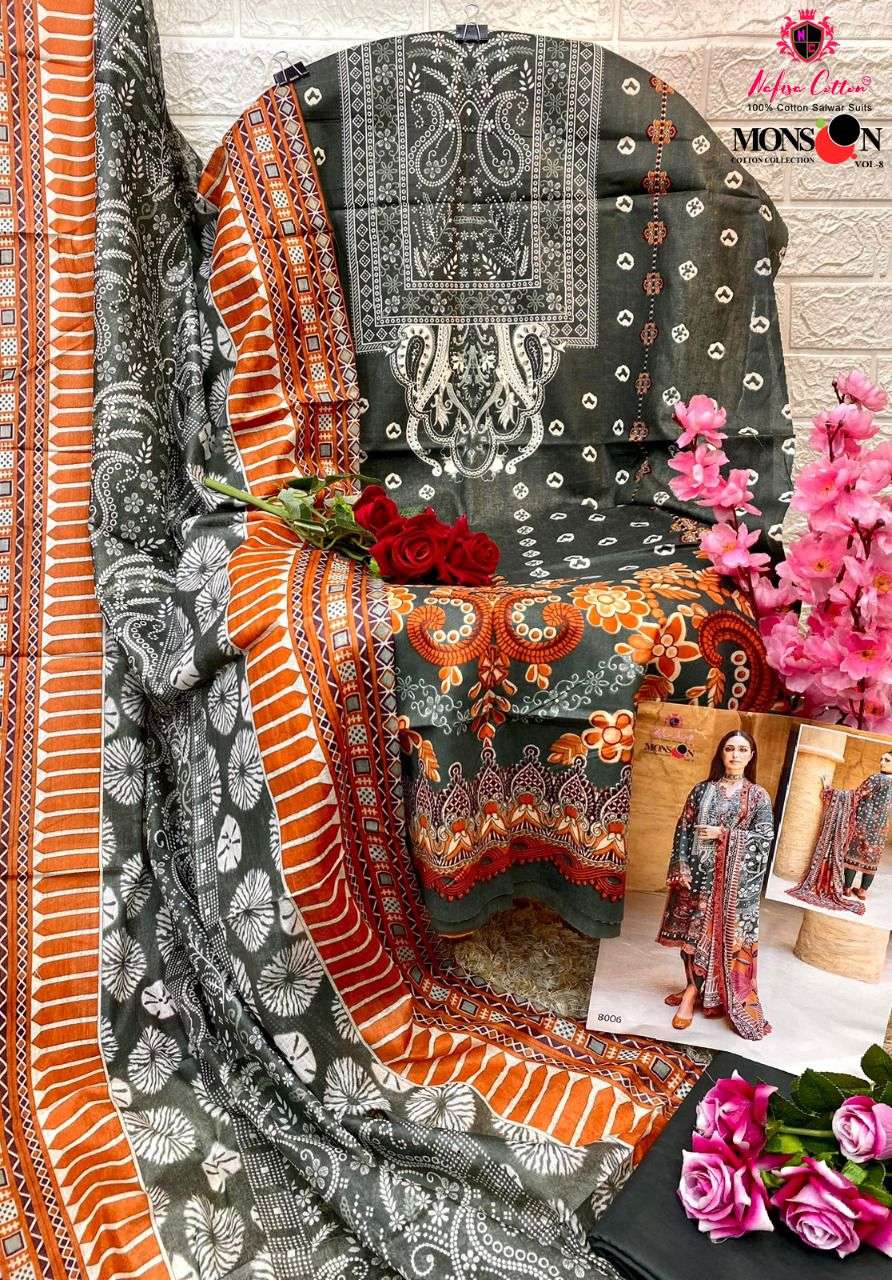 Nafisa Vol 08 Monsoon Karachi Pure Cotton Collection On Wholesale