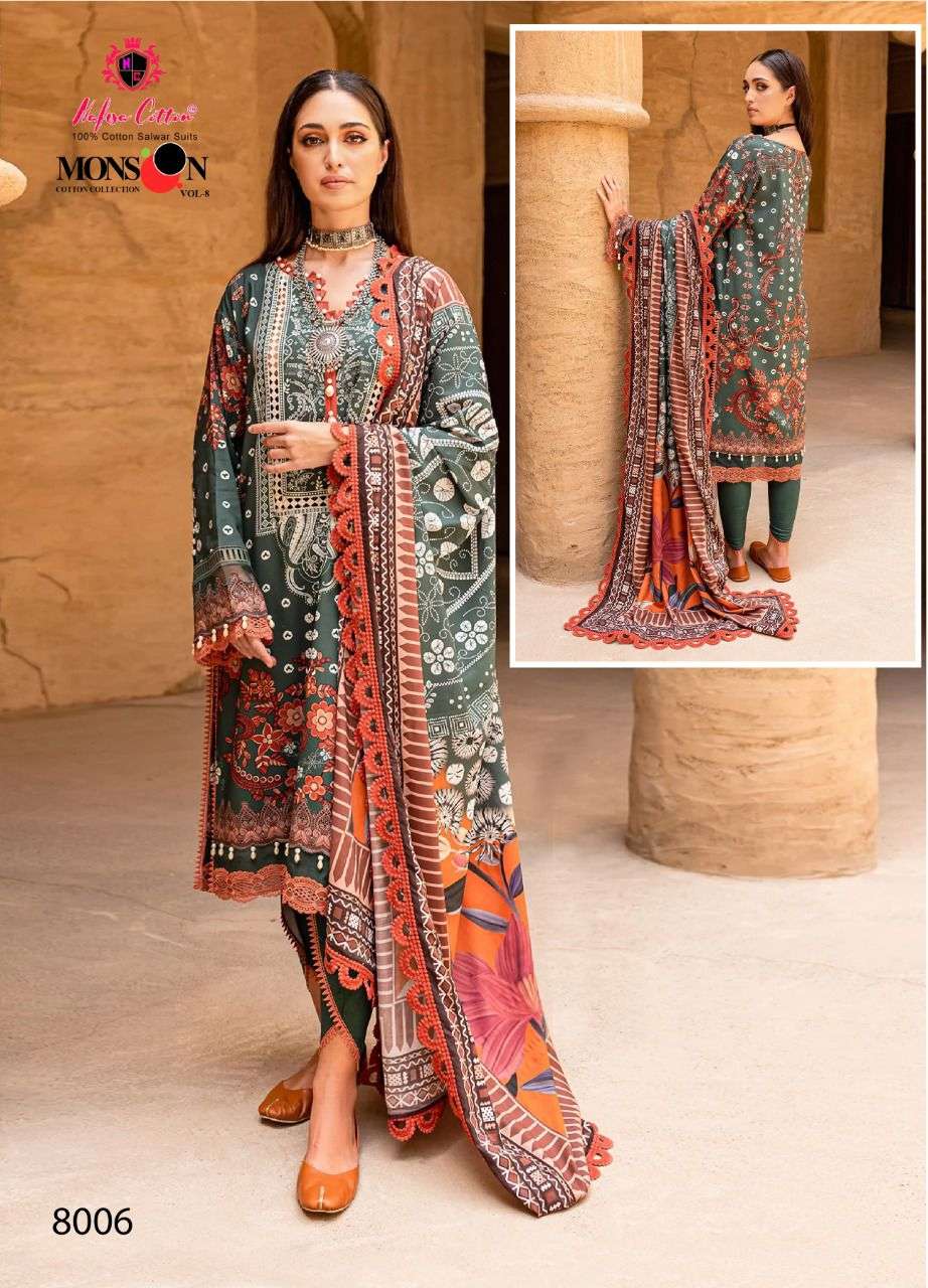 Nafisa Vol 08 Monsoon Karachi Pure Cotton Collection On Wholesale