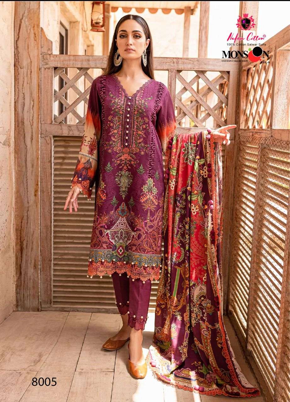 Nafisa Vol 08 Monsoon Karachi Pure Cotton Collection On Wholesale