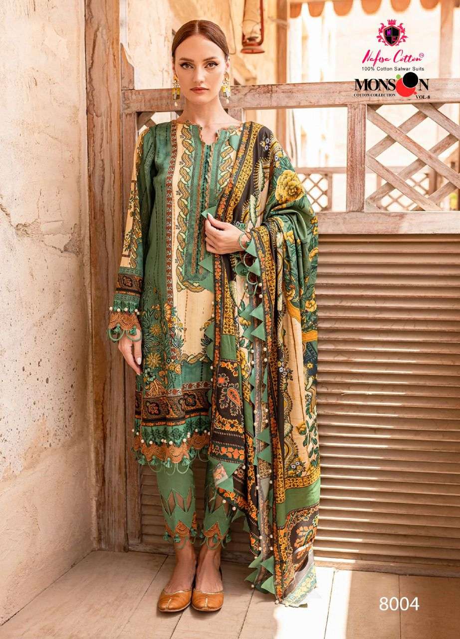 Nafisa Vol 08 Monsoon Karachi Pure Cotton Collection On Wholesale