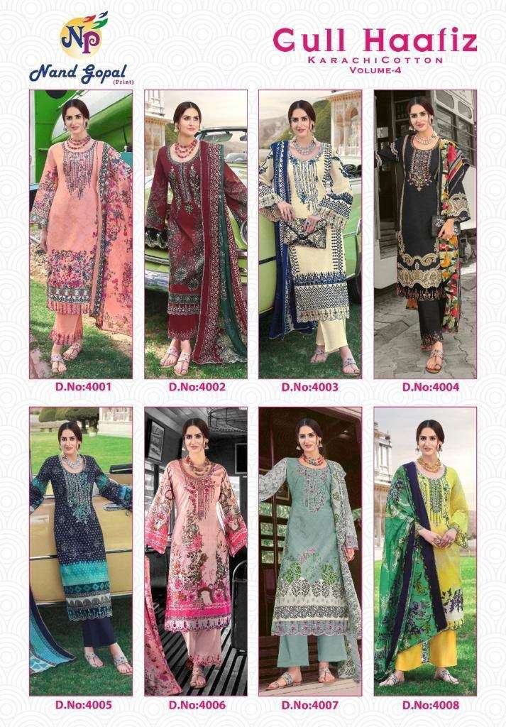 Nand Gopal Gull Haafiz vol 4 Karachi Cotton Dress material On Wholesale