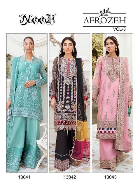 Noor Afrozeh vol-3 Georgette Net With Heavy Embroidery On Wholesale 