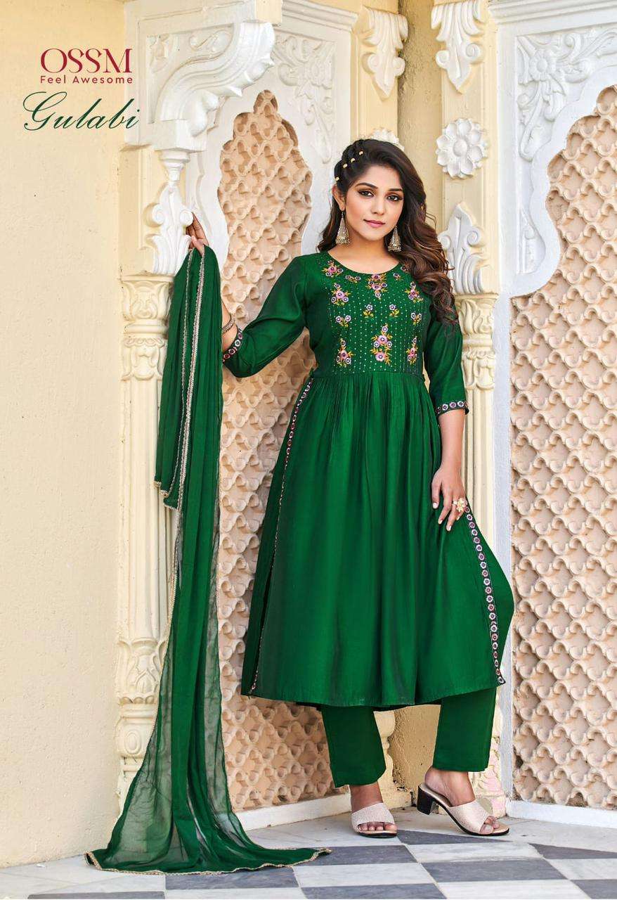 OSSM Gulabi Nyra Collection On Kurtipant Dupatta On Wholesale