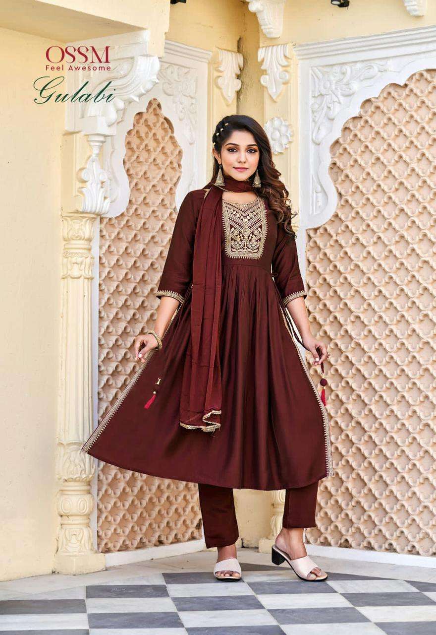 OSSM Gulabi Nyra Collection On Kurtipant Dupatta On Wholesale