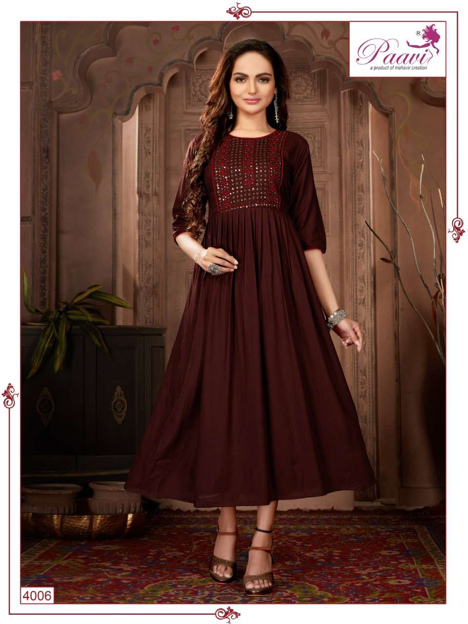 Paavi Present Falak  Vol:-4 Kurti On rayon With Embroidery Neck On Wholesale