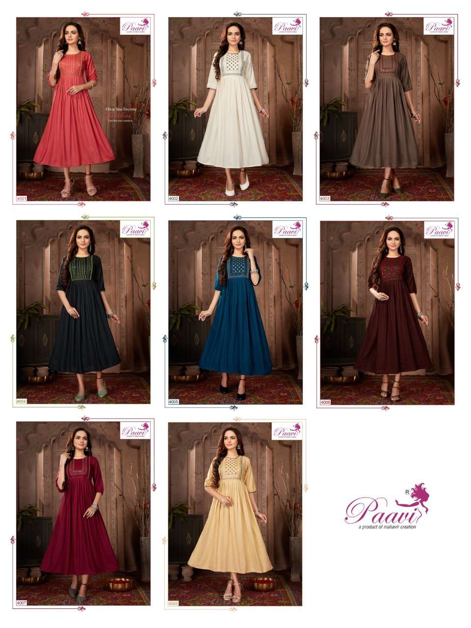 Paavi Present Falak  Vol:-4 Kurti On rayon With Embroidery Neck On Wholesale