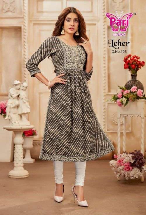Pari Leher Fancy Designer Long Kurti Collection On Wholesale