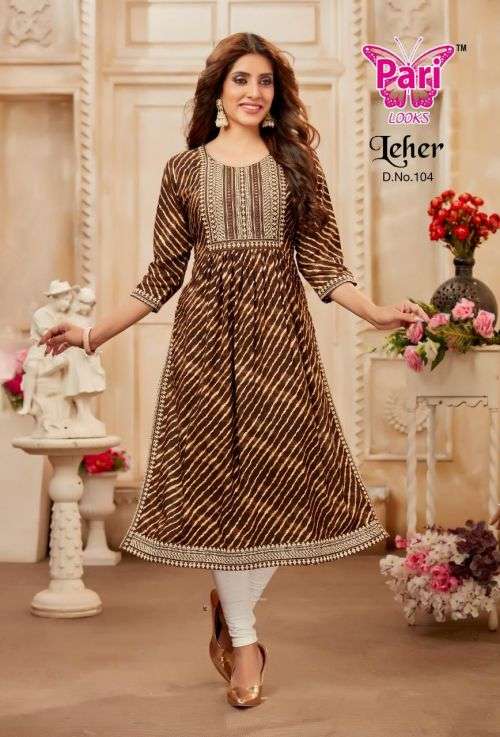 Pari Leher Fancy Designer Long Kurti Collection On Wholesale