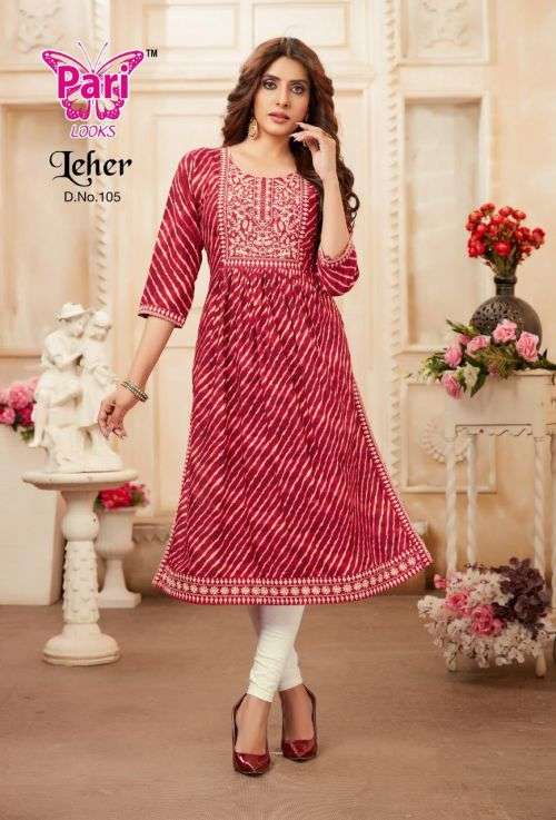 Pari Leher Fancy Designer Long Kurti Collection On Wholesale