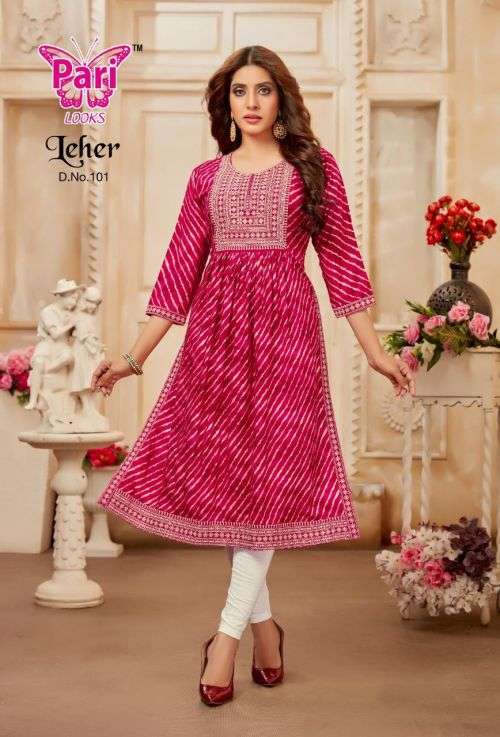Pari Leher Fancy Designer Long Kurti Collection On Wholesale