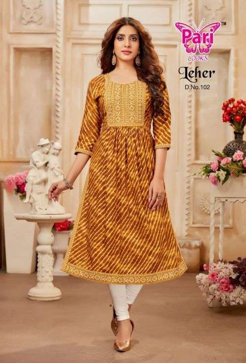 Pari Leher Fancy Designer Long Kurti Collection On Wholesale