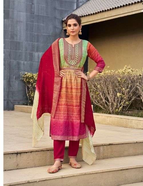 Parra Libas Nayra Cut Kurti With Bottom Dupatta On Wholesale