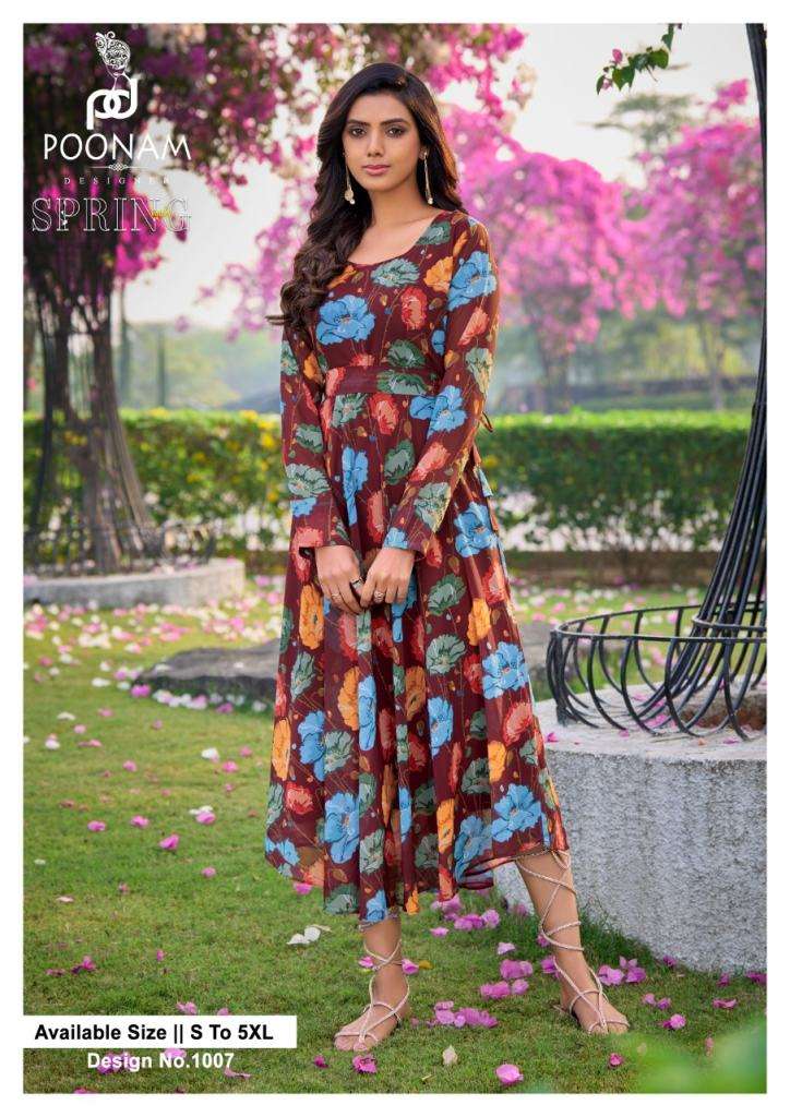 Poonam Present Spring Valley Digital Printed Georgrtte Kurtis Collection On Wholesale