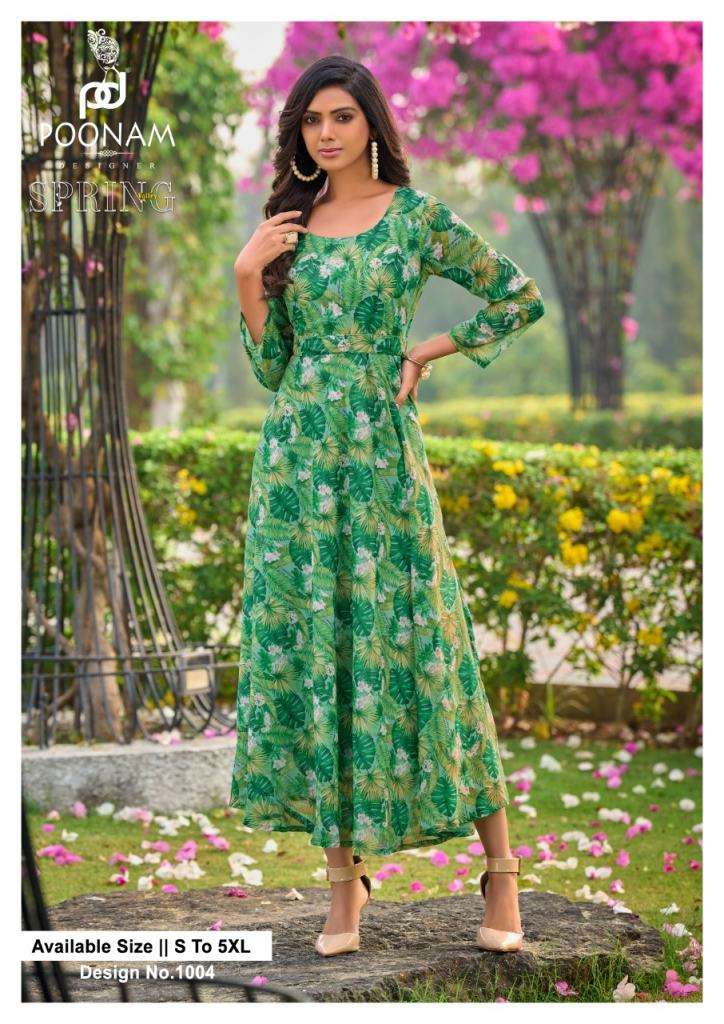 Poonam Present Spring Valley Digital Printed Georgrtte Kurtis Collection On Wholesale