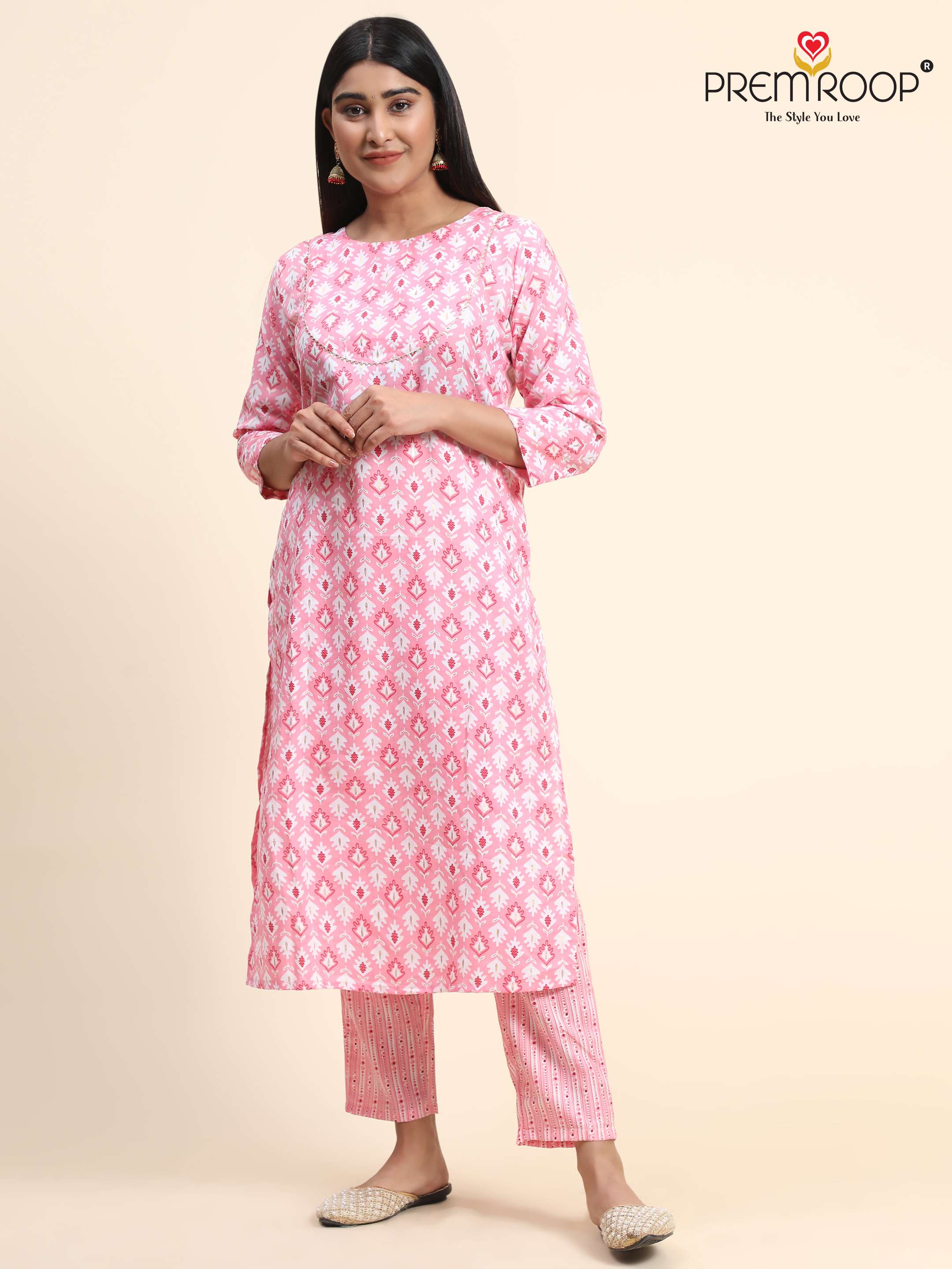 Premroop Kurti Pant On Print With Wholesale Price
