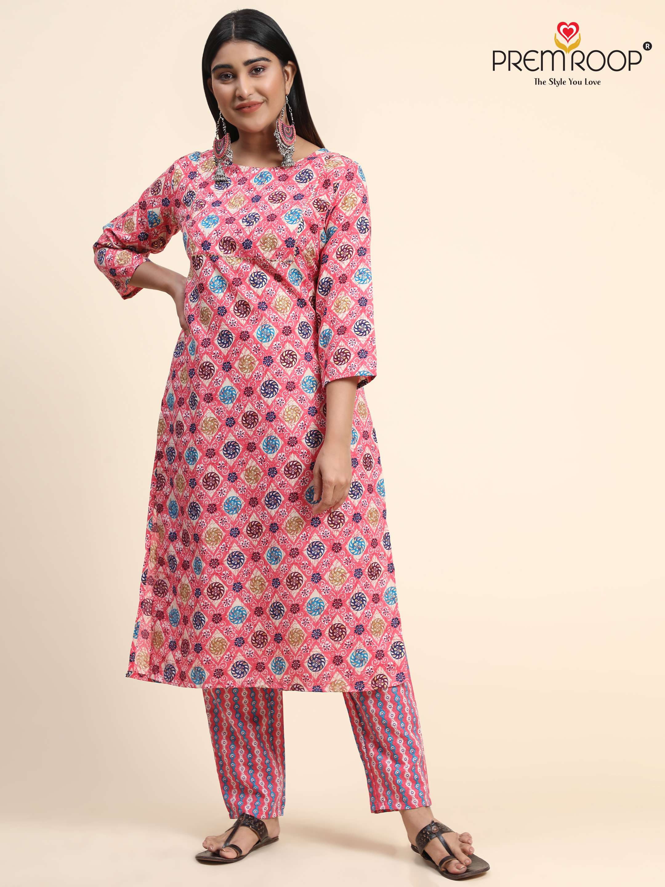 Premroop Multi Print Kurti With Pant On Wholesale