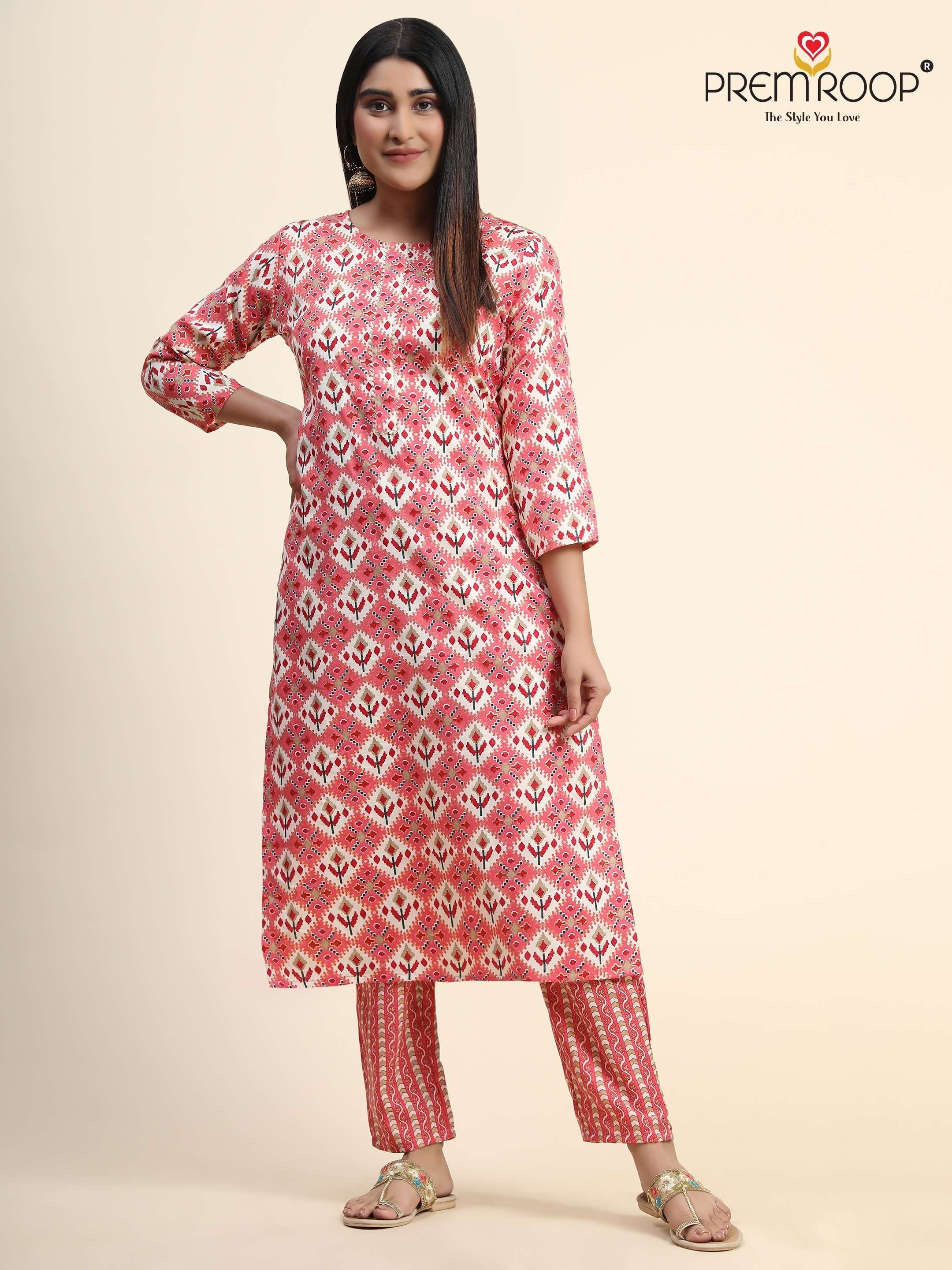 Premroop Present Printed Kurti With Pant On Wholesale 