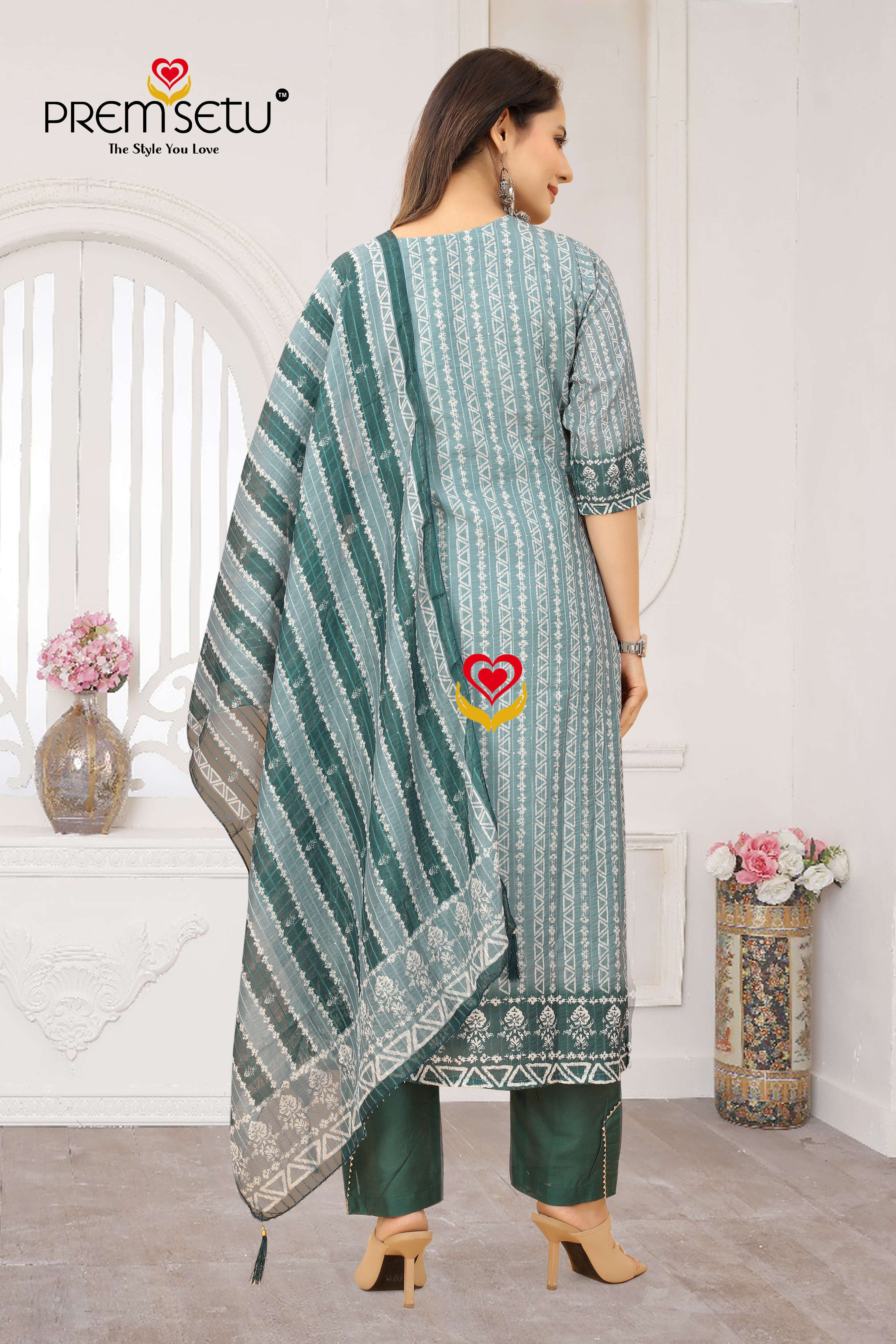 Premsetu Heavy Chanderi Kurtipant Dupatta With Sequence Work On Wholesale 