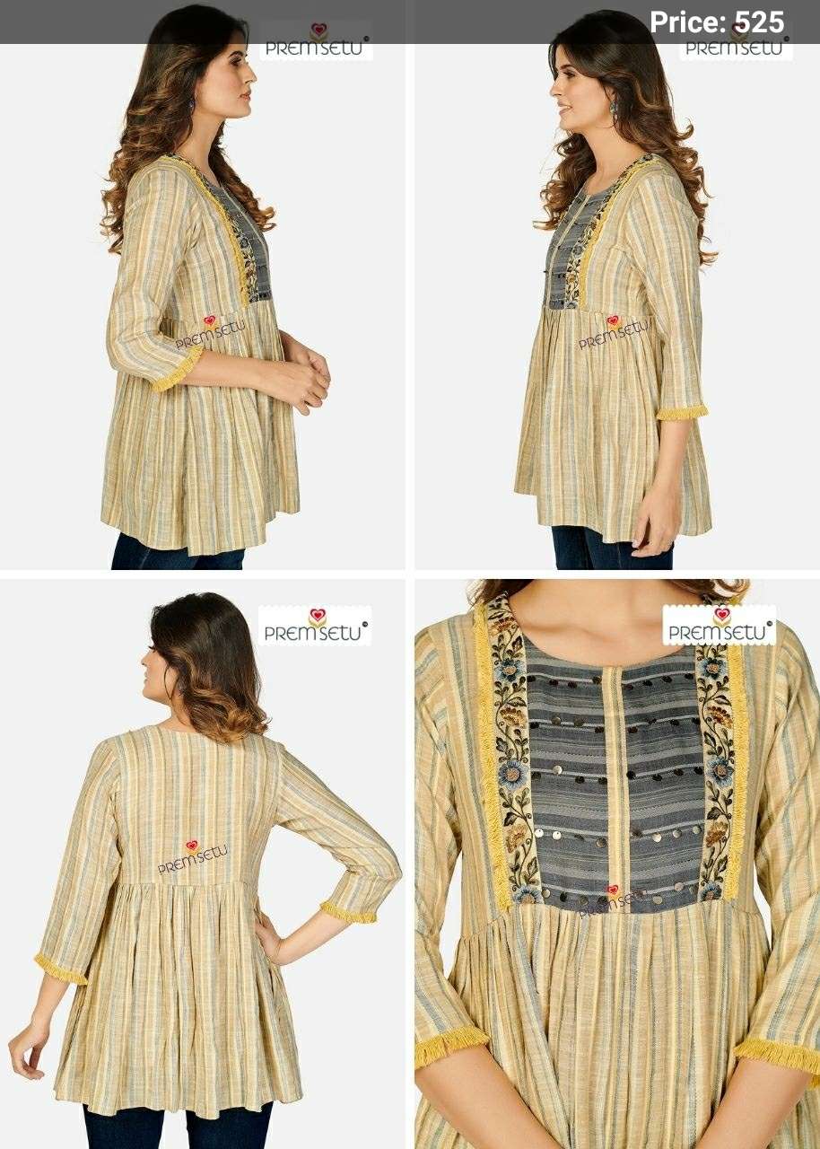 Premsetu PS617 Viscose With Fancy Weaving  Tunics On Wholesale