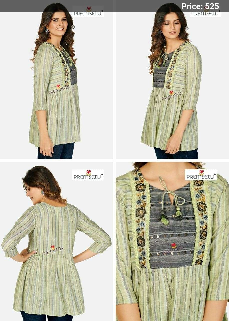 Premsetu PS617 Viscose With Fancy Weaving  Tunics On Wholesale