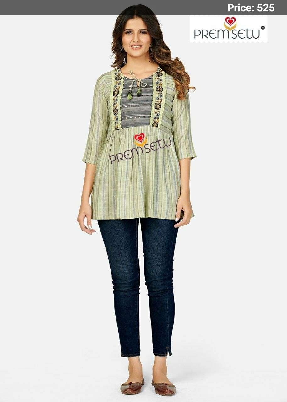 Premsetu PS617 Viscose With Fancy Weaving  Tunics On Wholesale