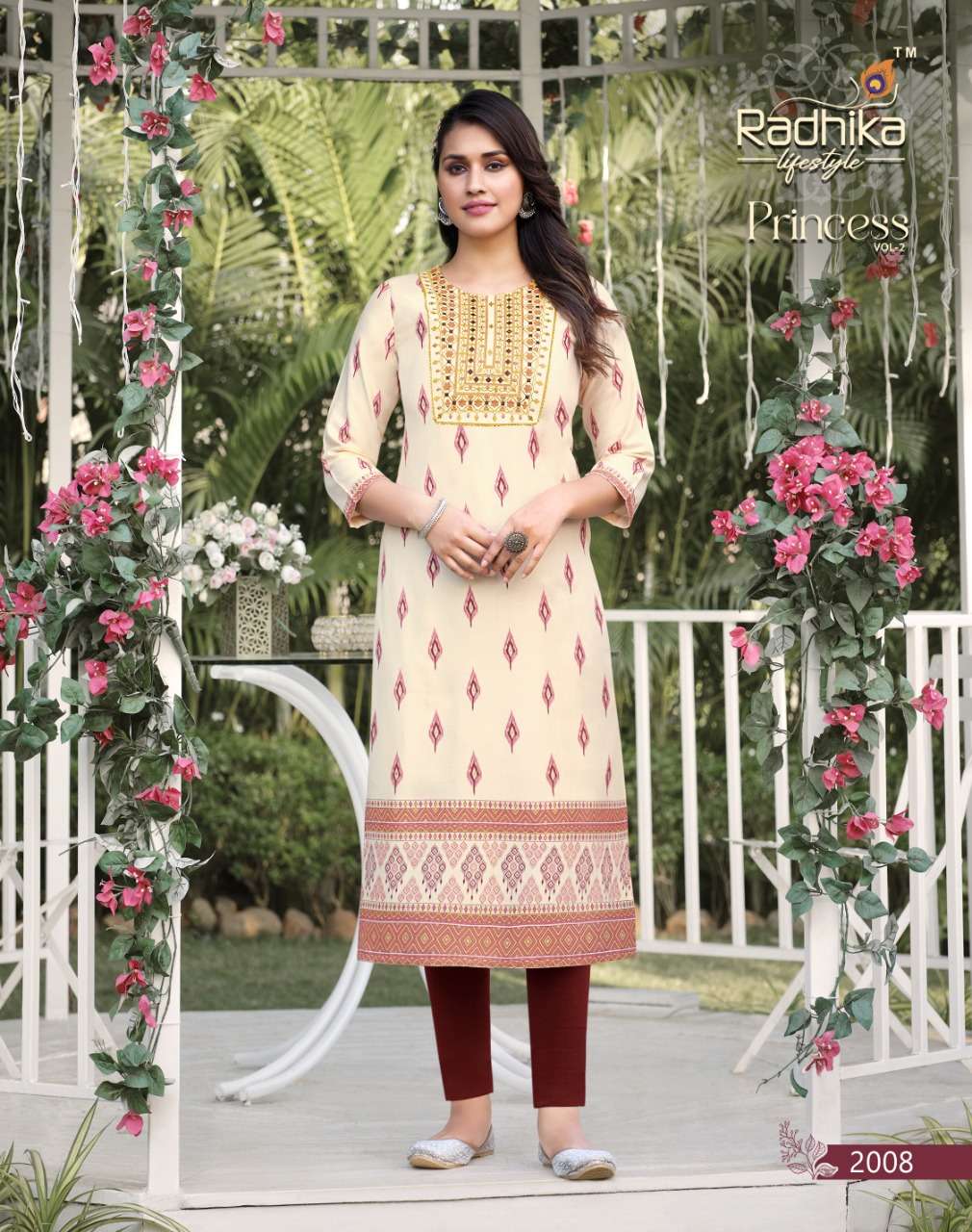 Radhika Launch Princess Vol 2 Embroidery Long Kurti Collection On Wholesale