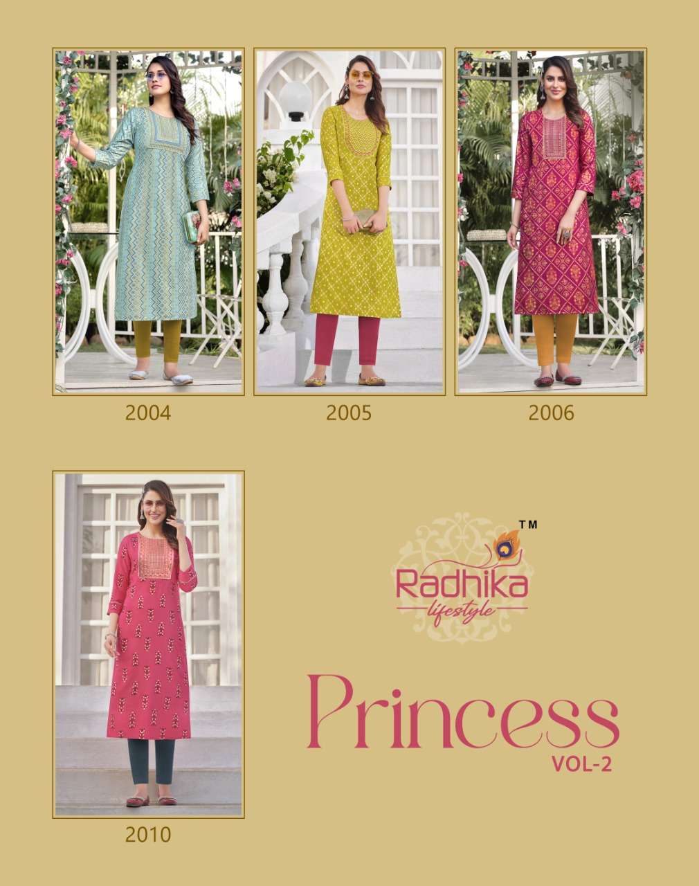 Radhika Launch Princess Vol 2 Embroidery Long Kurti Collection On Wholesale