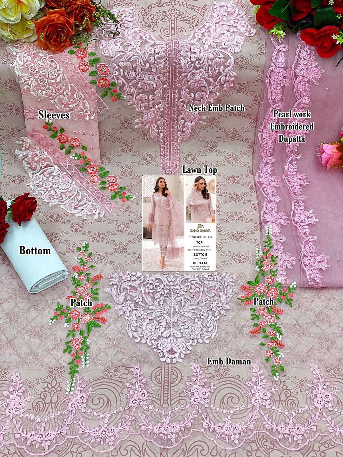 Rang Rasiya Maria B  Heavy Embroidered Patches Pakistani Suits On Wholesale