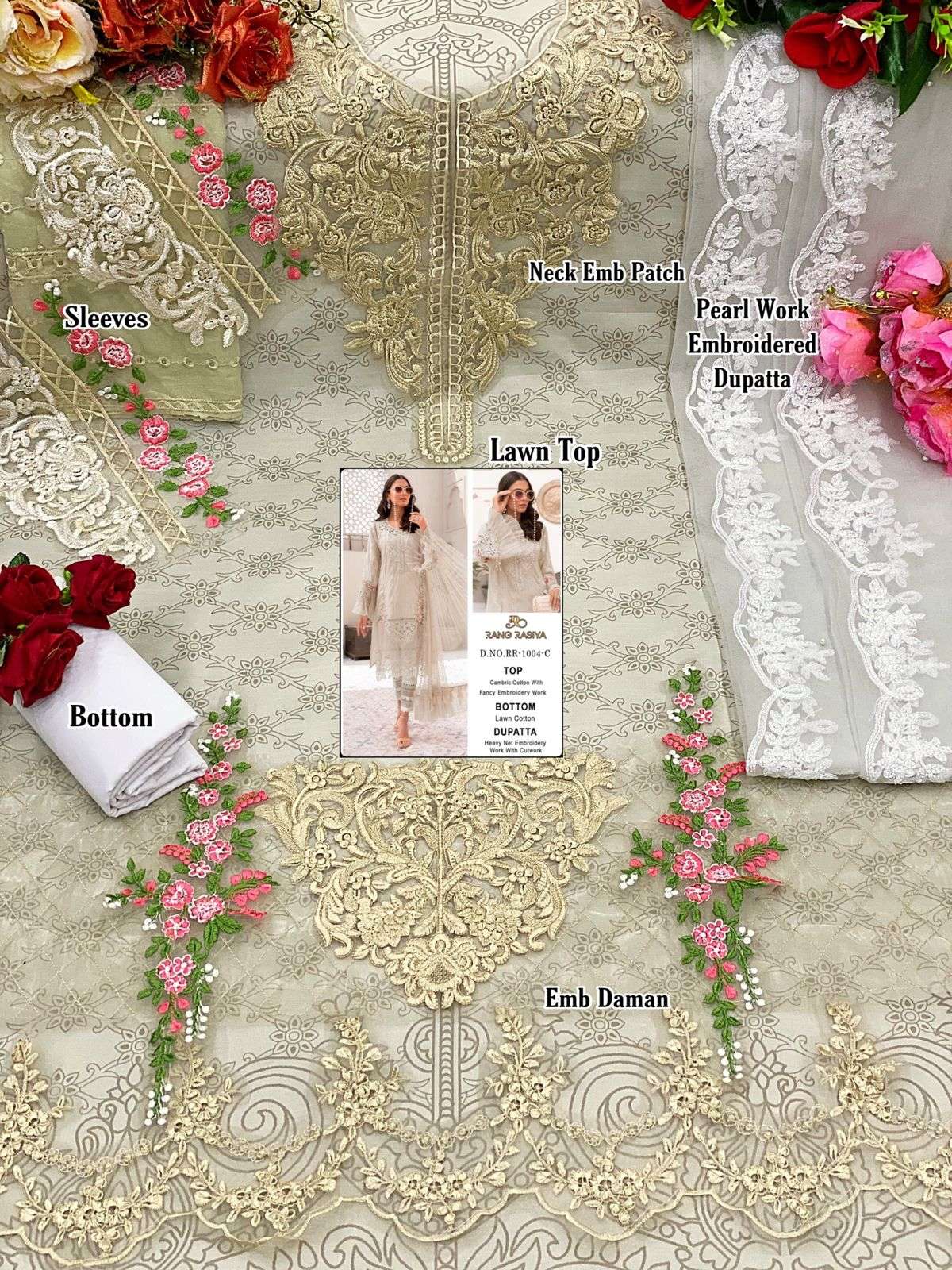Rang Rasiya Maria B  Heavy Embroidered Patches Pakistani Suits On Wholesale